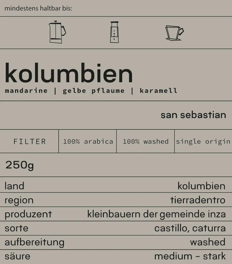 Kolumbien San Sebastian - Filterkaffee
